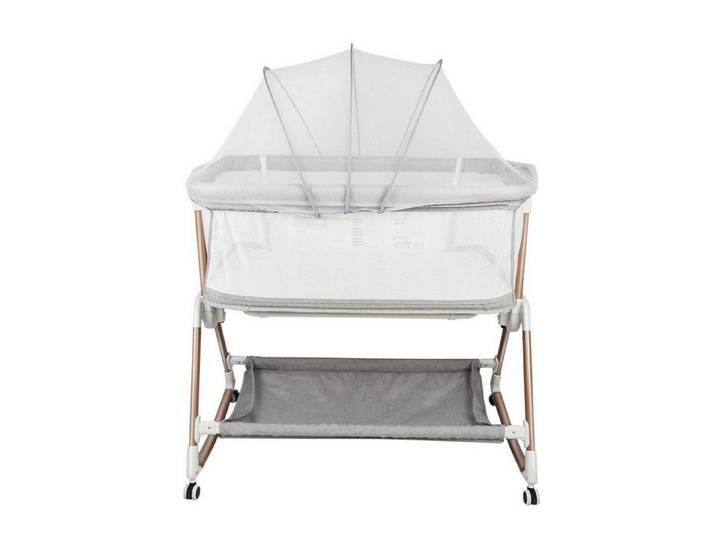 LuxusKollektion Beistellbett Beistellbett Baby faltbar 6-fach verstellbar grau
