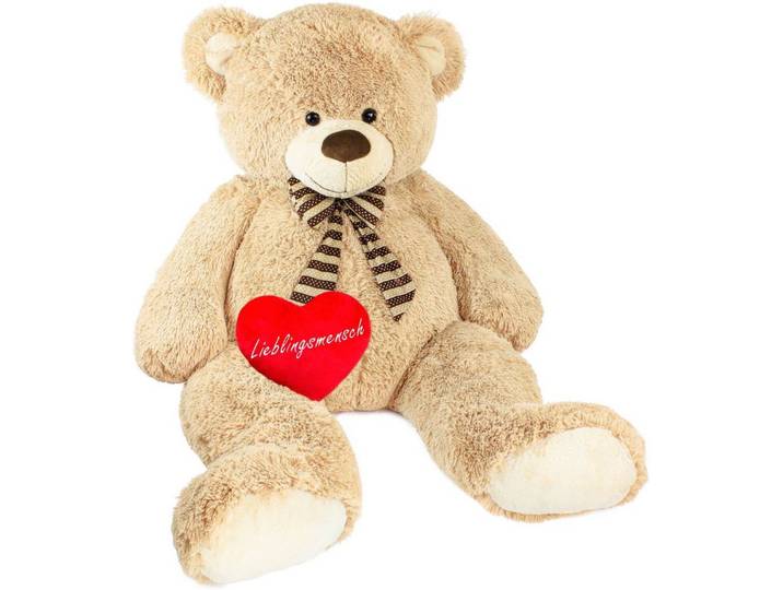 BRUBAKER Kuscheltier Riesen XXL Teddybär (150 cm) Lieblingsmensch-Herz (1-St., mit gestreifter Schleife), großer Teddy Bär, Stofftier Plüschtier riesig