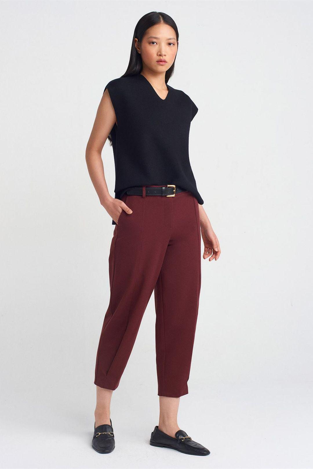 Damen Capri-Hosen mit Gürtel und geradem Bein