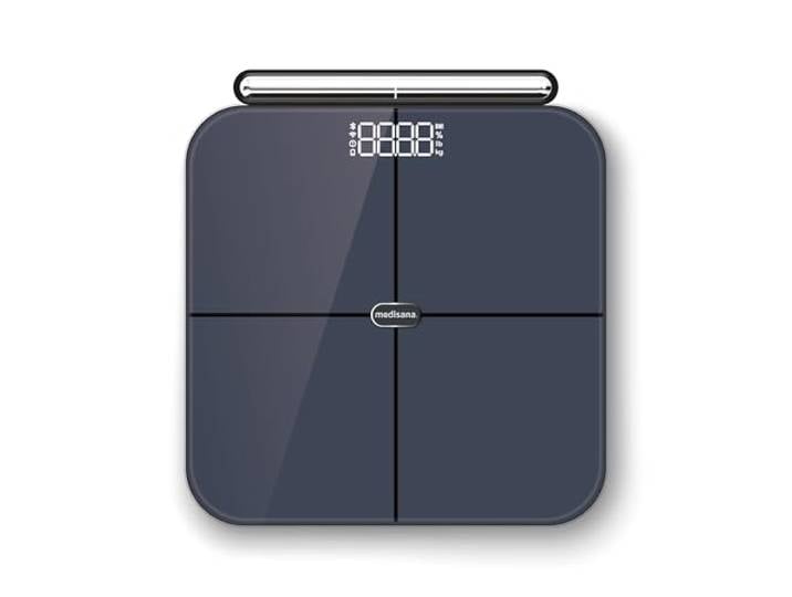 medisana BS 850 connect pese personne avec application connectée balance connectée avec capteurs manuels\, 8 électrodes\, mesure du graisse corporelle\, masse musculaire\, pèse-personne