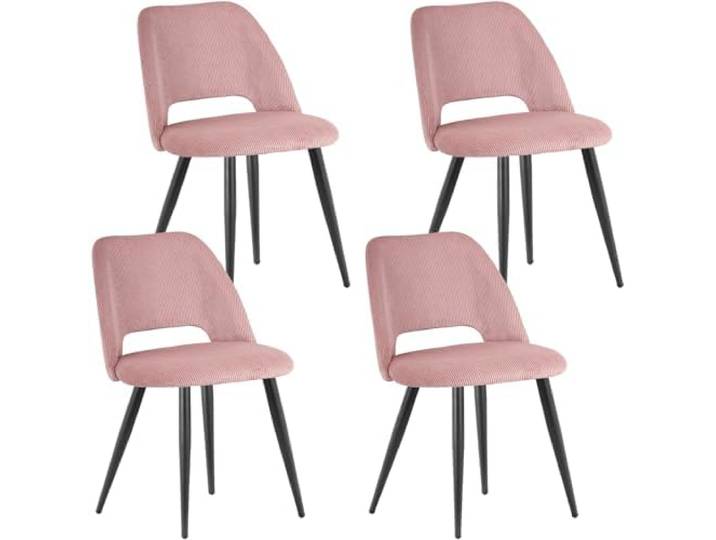 WAFTING Esszimmerstühle aus Cordstoff mit Dickem Schwamm,4er Set,Rosa Mit dickem Schwamm gepolstert, separaten Metallfüßen, Moderner Polsterstuhl für Esszimmer, Wohnzimmer, Schlafzimmer,Empfang
