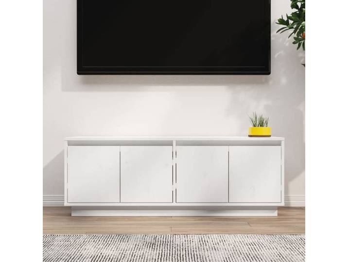 (Blanc)Meuble TV - SIGNOR - Table Télévision en bois Blanc 110x34x40 cm Bois pin massif 399093