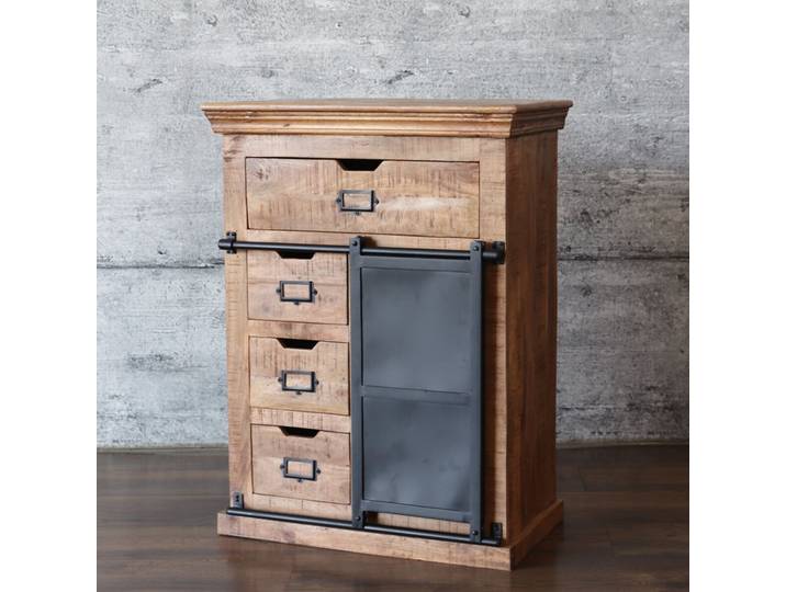 Kommode 100cm hoch SELCE massiv edles Mangoholz Industrial Style