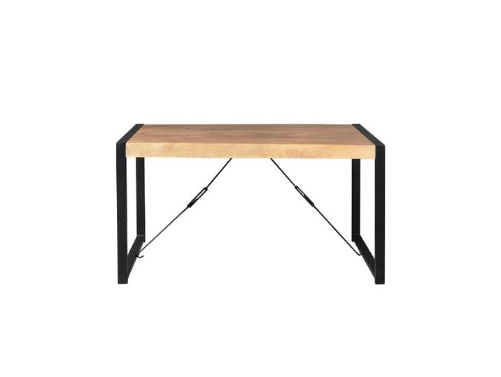 Table 200 cm en bois clair, tendeurs métal