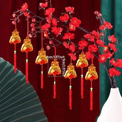Uplifted Finds Gold Tassel Chinese New Year Pendants High Performance 2025 Lucky Bonsai Decorations & Festive Ornaments 6 Pcs Lucky Bag