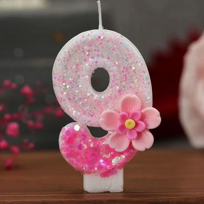 Inspired Living Creative Birthday Number Candle Glitter Cake Candle For Birthday Cakes And Party Decorations 9