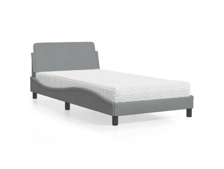 Strapazierfähiger Stoff Bett Kopfteil Unterstützung Dover Grau 100x200 cm Bett mit Matratze Dover Hellgrau 100x200 cm Stoff Komplettset Schaumstoffmatratze H2 H3 Lattenrost Kopfteil Schlafzimmer