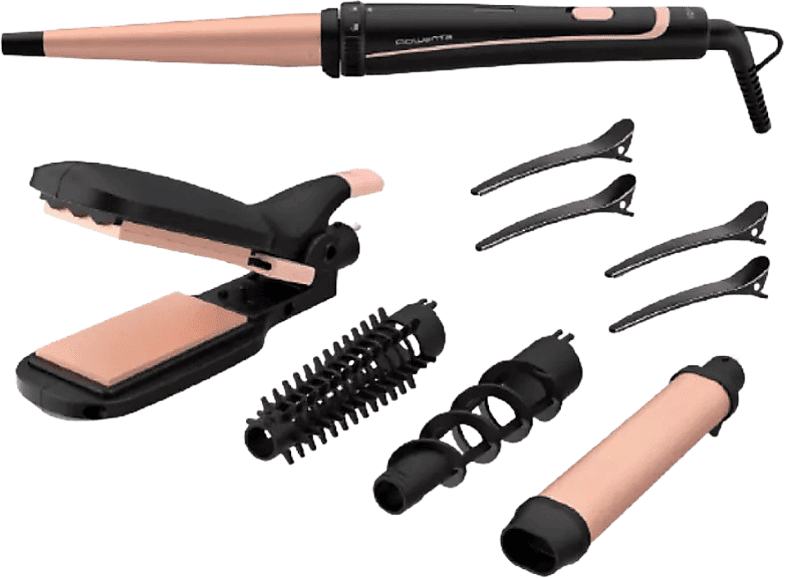 Moldeador - Rowenta Multistyler Infinitos Looks 14 en 1 CF4230, 190 °C, Sistema Smart Switch, Revestimiento cerámico, Negro