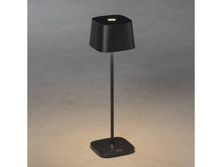 Konstsmide LED-Akku-Tischleuchte Capri, Höhe 36 cm, schwarz, IP54, dimmbar, schwarz, für Wohn- / Esszimmer, Aluminium, Modern
