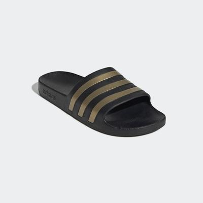 Badesandale ADIDAS SPORTSWEAR "AQUA ADILETTE", Damen, Gr. 39, Synthetik, schwarz (core schwarz, gold metallic, core schwarz), Schuhe