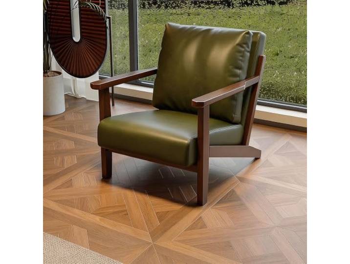 Retro Sessel Ohrensessel PU Leder Massivholzrahmen Gepolstert loungesessel Vintage Einzelsofa Sessel Ohrensessel Polsterstuhl for Wohnzimmer/Schlafzimmer/Empfangsbereich(Green2)