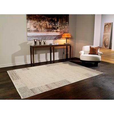 Wollteppich OCI DIE TEPPICHMARKE "ESEMPIO BORDER, auch als Läufer erhältlich", beige (hellcreme, hellbeige, grau), B:70cm H:18mm L:140cm, Obermaterial: 100% Schurwolle, Teppiche, handgeknüpft, 100% natürliche Fasern, schwere Qualität, Wohnzimmer