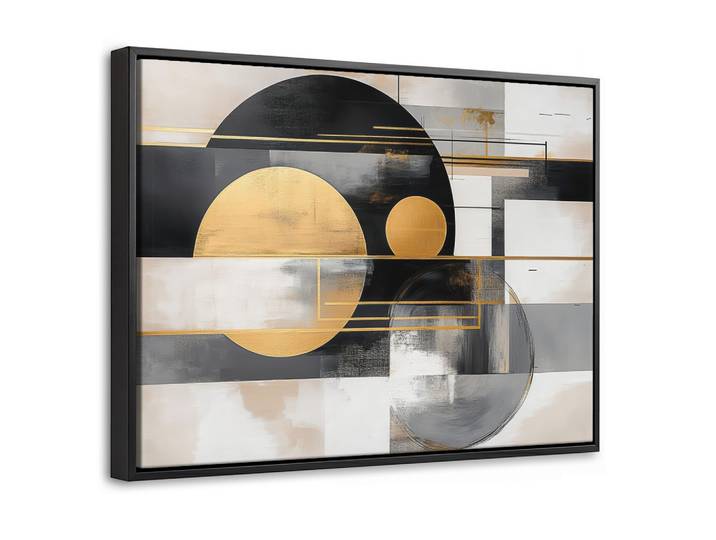 LEINWAND Bilder mit Rahmen - Abstrakt - Gold - Silber - Formen - Ästhetisch - Modern - 40x30