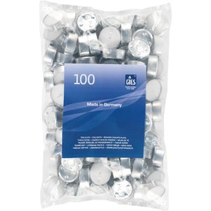 Gies-Kerzen Teelichter 205-417007-10, weiß, Ø 38 mm, Höhe 10 mm, 4h Brenndauer, 100 Stück