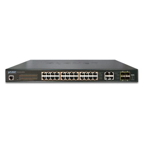 Planet 24-Port 10/100/1000Mbps 802.3at PoE + 4-Port Gigabit (28 Ports) (GS-4210-24PL4C)