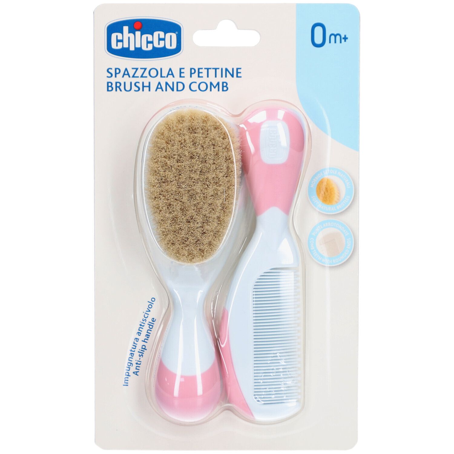 Chicco Kamm und Bürste Naturborsten pink 0m+ 1 St