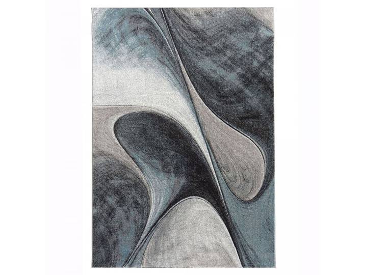 Grand tapis salon tissé motif géométrique doux et soyeux, bleu 280x380