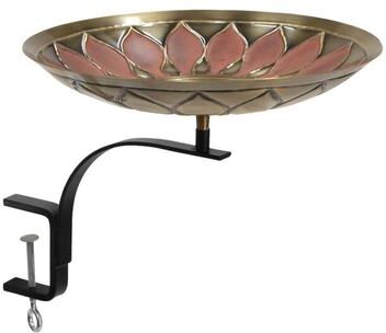 Achla Designs African Daisy Birdbath w/Rail Mount Bracket, 16 Inch Wide, Antique and Patina Finish