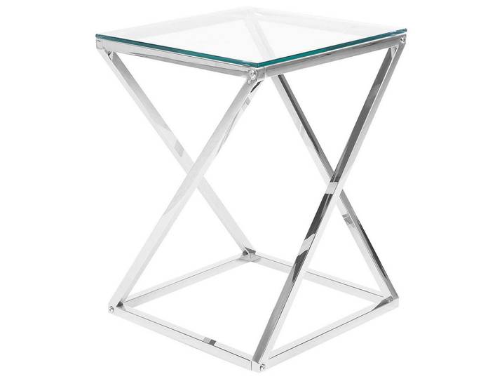 Beliani Beistelltisch Glas Silber Beverly, Silberfarben, Quadratisch, 40x55x40 cm, Wohnzimmer, Wohnzimmertische, Beistelltische