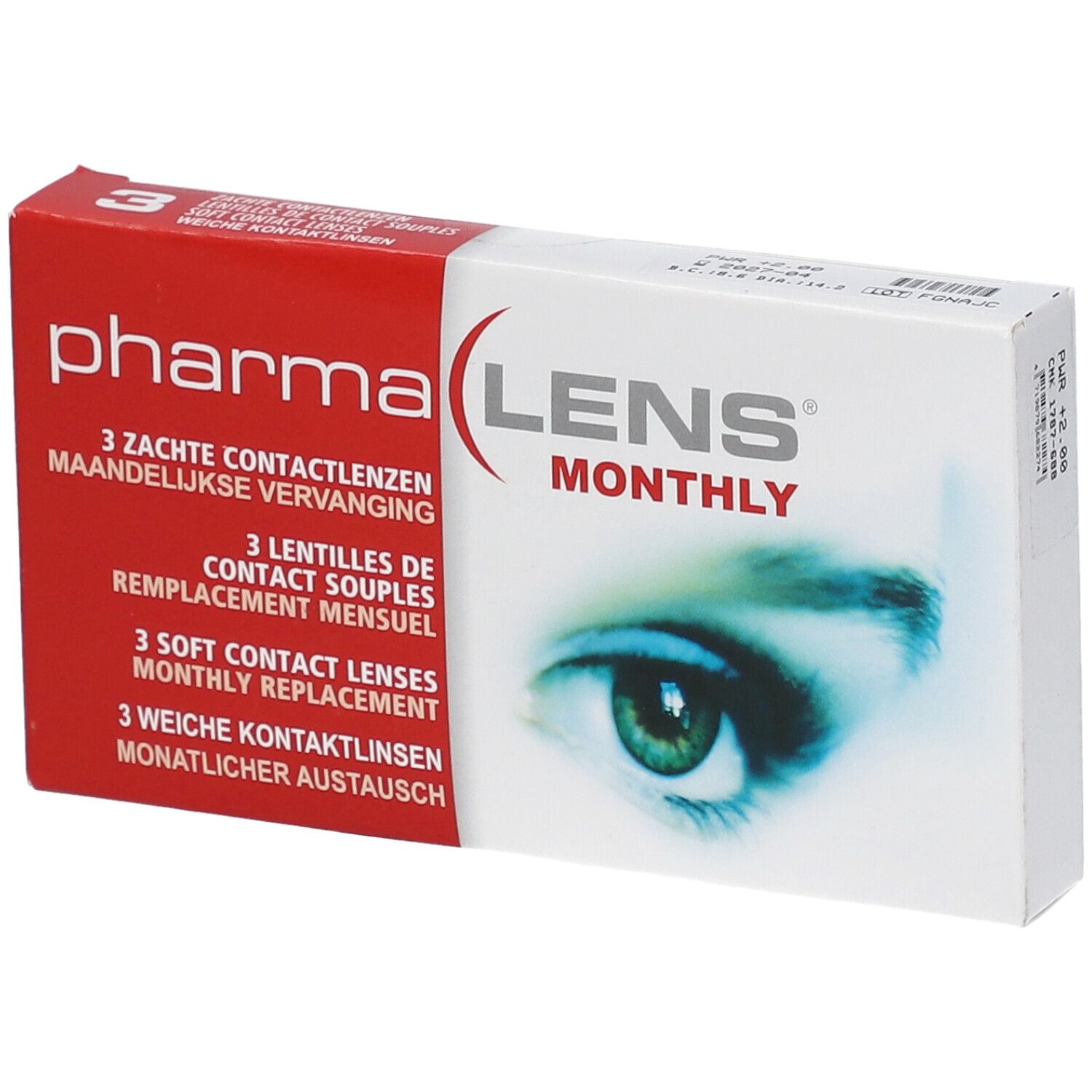 PharmaLens Maandlenzen (Dioptrie +2.00) 3 St Kontaktlinsen