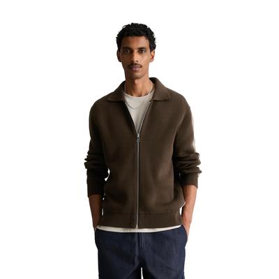 Cardigan MARC O'POLO DENIM "aus schwerem Bio-Baumwoll-Strick", Herren, Gr. M, braun (chocolate braun), Obermaterial: 100% Baumwolle, unifarben, relaxed fit, Rippbündchen, Strickjacken