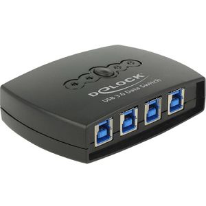 DeLock USB-Switch 87724, USB 3.0, für 4 PC, 4 In 1 Out, 4 USB-B Buchsen auf 1 USB-A Buchse