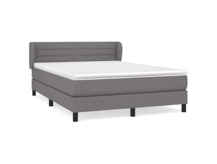 PUGYNBK Boxspringbett mit Matratze, Stoff, dunkelgrau, 140 x 190 cm Verstellbares Kopfteil, Taschenfederkerne, mittlere Festigkeit, atmungsaktives Gewebe