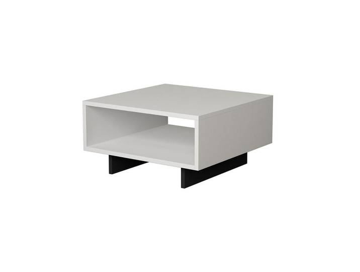 Calicosy Niedriger Tisch mit 1 Regal L60 cm - Hola, Weiß, 60x32x60 cm, Wohnzimmer, Wohnzimmertische, Couchtische
