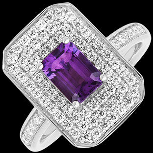Edenly Symphonie Ring â€“ 9-karÃ¤tiges WeiÃŸgold â€“ Amethyst und synthetische