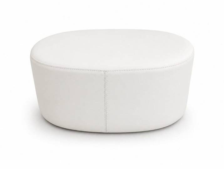 Xlmoebel Hocker Skandi Rund Polster Lederoptik Creme Minimal Design Sofort, Made in Europa