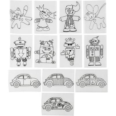 Creativ Company Plastikschrumpfplatten mit Motiven, Blatt 10,5x14,5 cm, Dicke 0,3 mm, Matt transparent, 36 Blatt