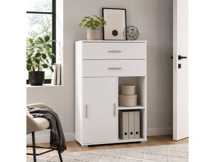 Xonox Mover Kommode 68x40x107cm H:107cm/B:68cm/T:40cm Weiß modern, mit Schubkasten