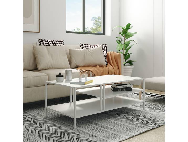 Couchtisch ’Kumlinge’ Metall 40x110x55 cm Weiß