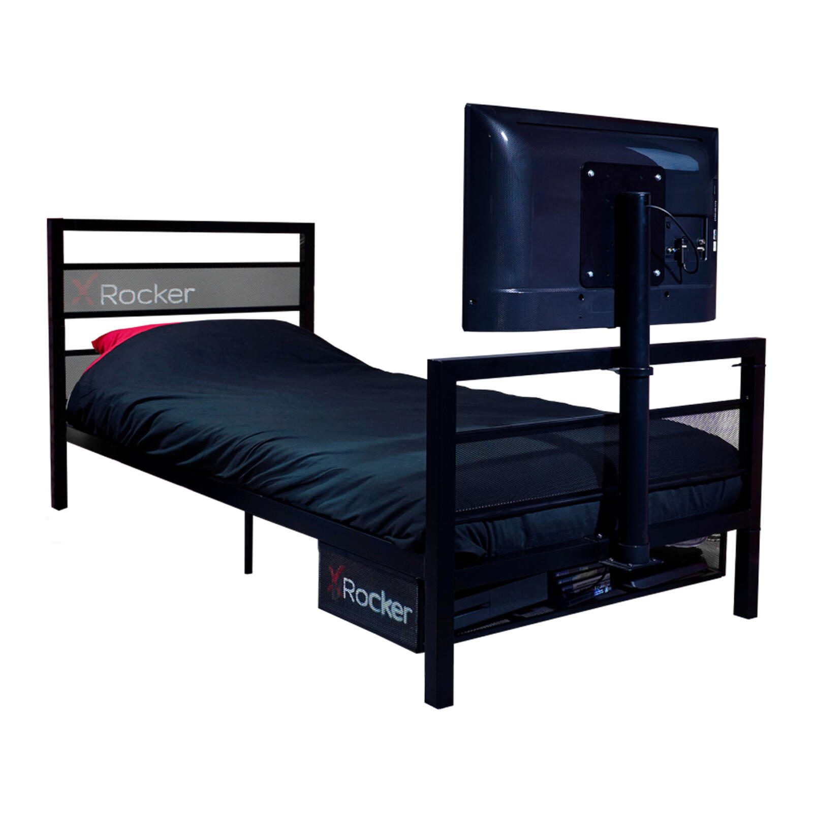 X Rocker Basecamp Metall Gaming-Bett mit TV-Halterung für Kinder & Jugendliche - schwarz 2020122