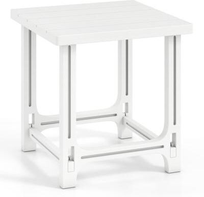 Costway 18 Inch Outdoor Adirondack Side Table with Slatted Surface-White