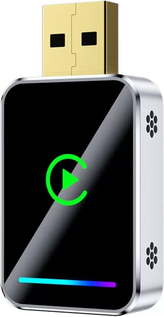 INF Smart Carplay & Android Auto Wireless Adapter Box – Metall & Glas Design Silber + Schwarz