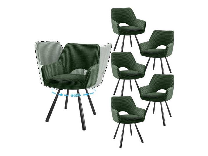 LuxusKollektion Esszimmerstuhl Esszimmerstuhl 6er Drehbar 360° Drehbar-grün 6er Drehbar Stühle