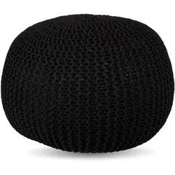 Relaxdays Gestrickter Pouf Schwarz