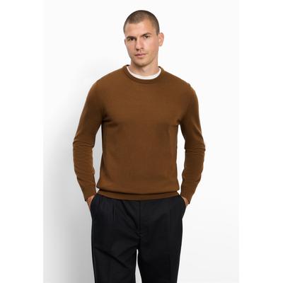 Strickpullover OLYMP "OLYMP Casual Strick, Pullover", Herren, Gr. XL, schlamm, 100% Schurwolle, Pullover Strickpullover