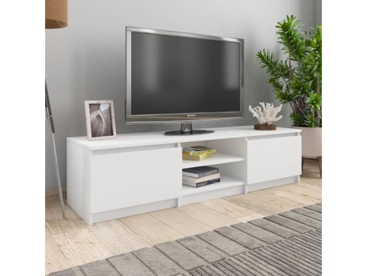 Meuble TV Blanc 140x40x35 5 cm Aggloméré-LEF