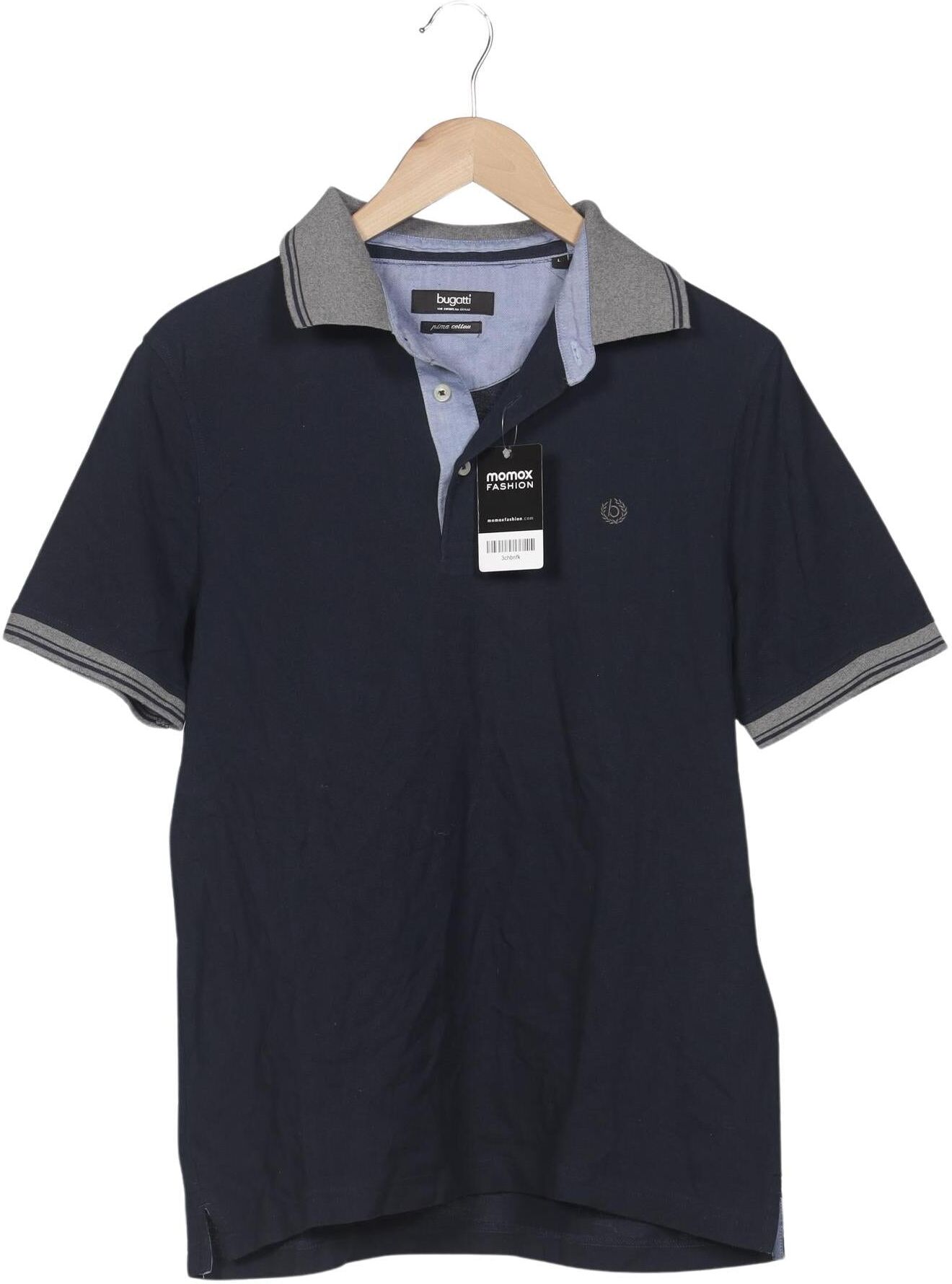 Bugatti Herren Poloshirt, Marineblau, Gr. L, Baumwolle - Second Hand