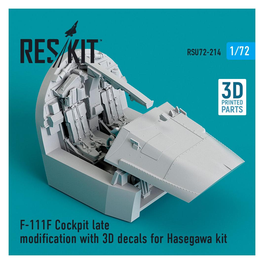 ResKit F-111F Cockpit late modification with 3D decals for Hasegawa kit (3D Printed) (RSU72-0214)