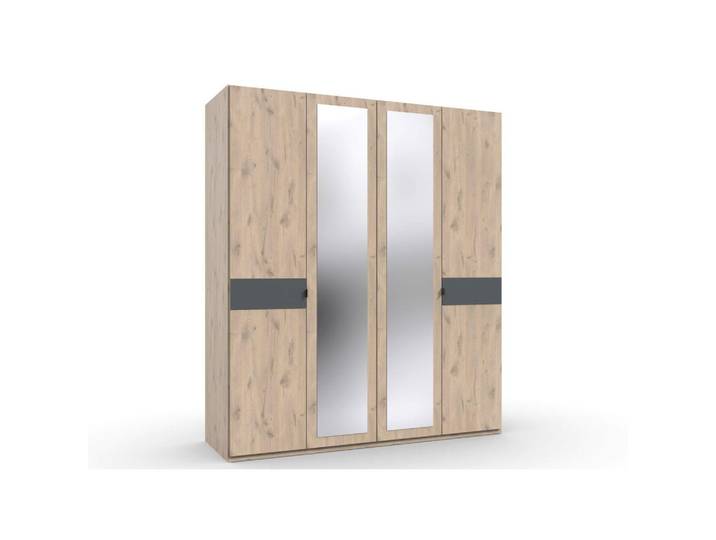 Boxxx Drehtürenschrank, Graphit, Eiche, Glas, 2 Fächer, 180x208x58 cm, Beimöbel erhältlich, umfangreiches Zubehör in verschiedenen Größen erhältlich, Schlafzimmer, Kleiderschränke, Kleiderschränke mit Spiegel