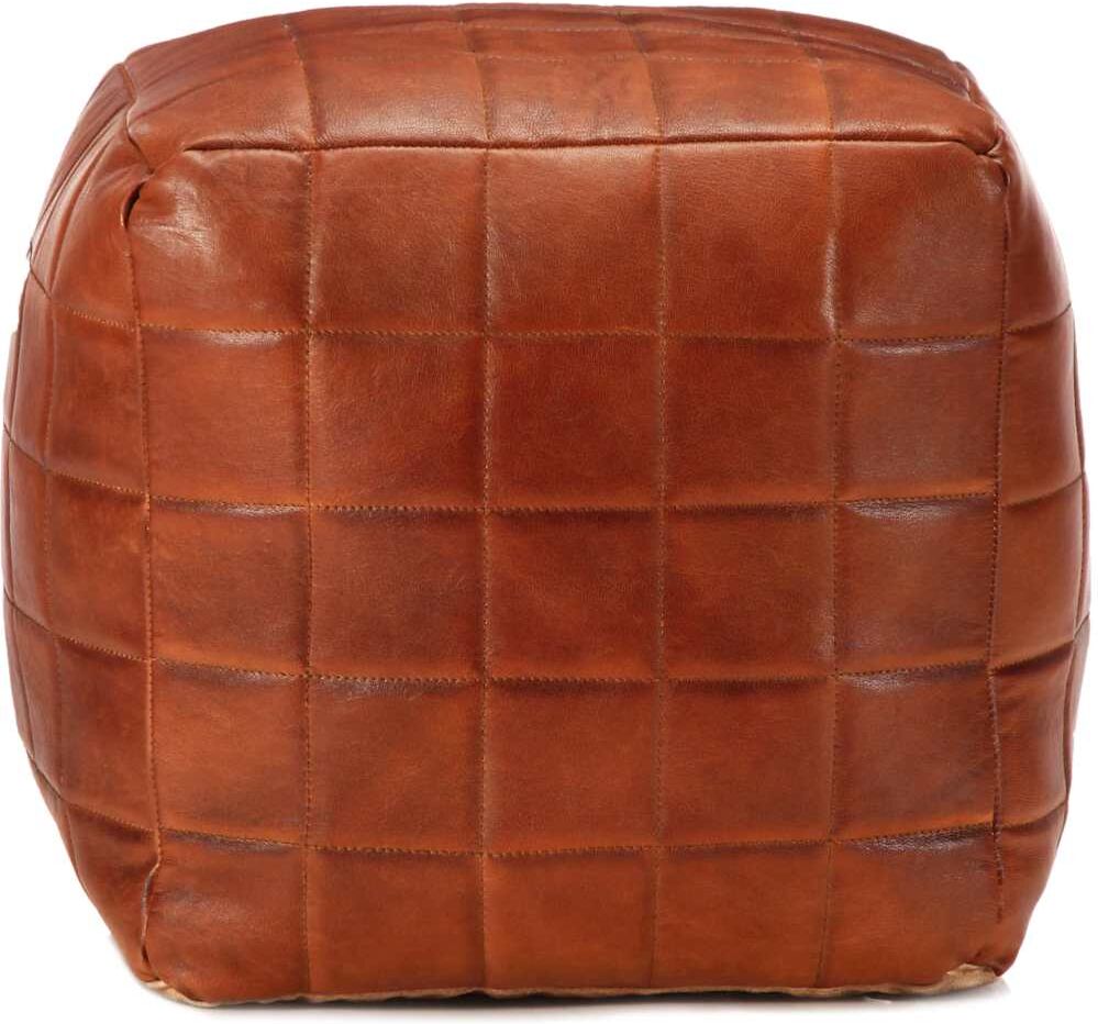 vidaXL Pouf 40 x 40 x 40 cm Brun roux Cuir véritable de chèvre