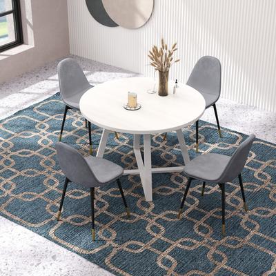 Ostweer 5-Piece Round Dining Chairs & Table Set Breakfast Nook with 4 Velvet Dining Accent Chairs and Side Table