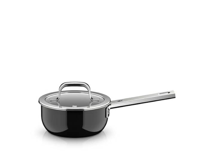 WMF Fusiontec Mineral Pro, Stielkasserolle mit Deckel, 16 cm, langlebiges, kratzfestes Material, Kasserolle mit deckel, kleiner Topf, für alle Herdarten geeignet, Made in Germany, schwarz, 0518675290