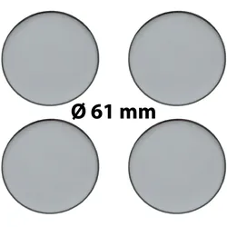 4 x Ø 61 mm Polymere Aufkleber / Chrom-Optik / Nabenkappen, Felgendeckel