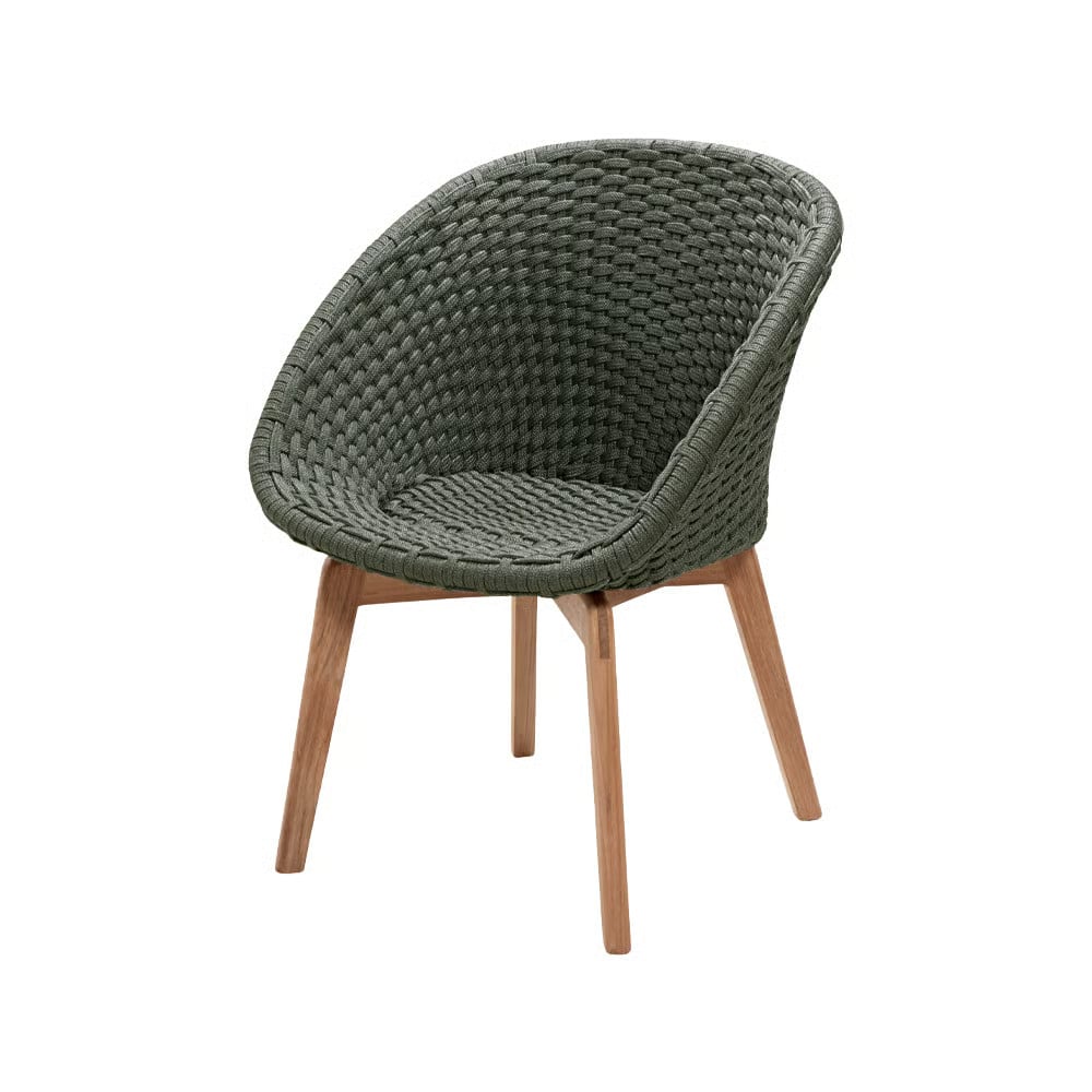 Cane-line Peacock stoel met soft rope in dark green en teak
