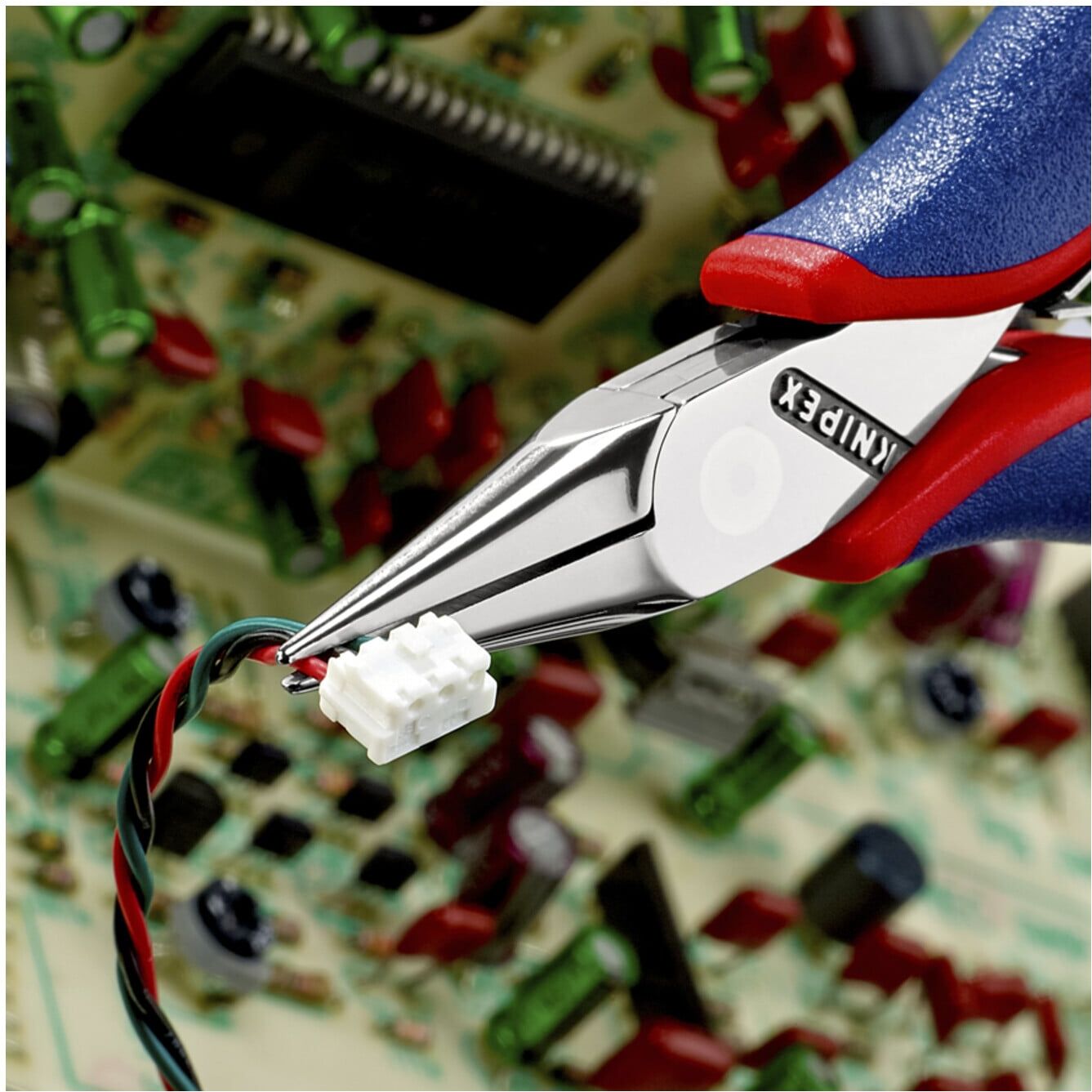 Knipex 35 22 115 Elektronik-Greifzange mit glatten Greifflächen und Öffnungsfeder L115mm)