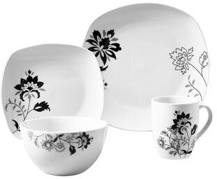 Rebecca Porcelain Soft Square 16-piece Dinnerware Set